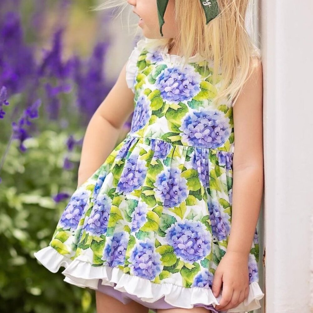 NWT Girl August Lavender Green Hydrangea Floral Soft Knit Tunic Blooms Set sz 10